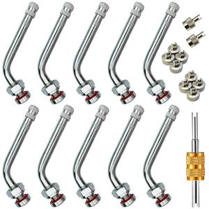 lot 20086 image: AUKISS TR545D Truck Tire Valve Stems, 60 Degree Brass Valve Stems Compatible with Alcoa 22.5in 24.5in Aluminum Wheels 9.7mm Rim Hole (Pack of 10), Clamp-in Brass Valve Stem for Truck and Bus Tires