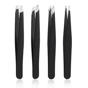 lot 20089 image: 4 PCS Stainless Steel Tweezers Set �� Precision Tweezers for Ingrown Hair, Facial Hair, Splinter, Blackhead and Tick Remover (2 PACK)