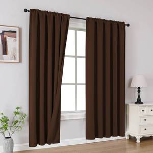 lot 20091 image: CUCRAF Brown Blackout Curtains 72 Inches, Thermal Insulated Noise Reducing Rod Pocket Window Drapes for Bedroom & Living Room(52x72 Inch, 2 Panels)