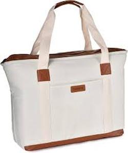 lot 3415 image: Cotton Canvas Tote Bag with Brown Handles Set Of 6