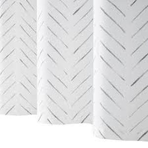 lot 4490 image: jinchan Extra Long Grey and White Shower Curtain Inky Herringbone Chevron Zig Zag Waterproof Fabric Modern Farmhouse Shower Curtains for Bathroom with 12 Hooks 70x84 Inches