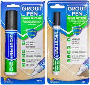 lot 4494 image: Grout Pen Dark Grey Tile Paint Marker Waterproof Grout Paint, Tile Grout Colorant and Sealer Pen - Dark Grey, Narrow 5mm Tip (7mL) - 3 Pack