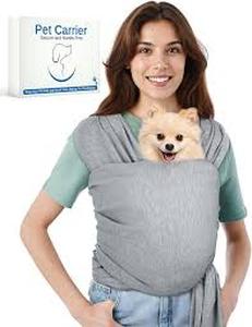 lot 4499 image: Snqqmtt Dog Sling Swaddle Carrier for Small Dog, Cat Front Carriers for Small Pet up to 20lbs, Puppy Pouch with Adjustable Straps, Hands Free Pet Sling, Anti Anxiety Puppy Sling (Light Grey)