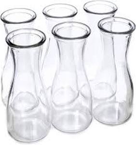 lot 5450 image: Clear Glass Bud Vases Set of 10 Some Broken Glass Chips In Box From The 2 that Where Broken