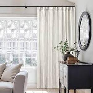 lot 5452 image: Pinch Pleated Memory Trained Linen Curtains 115x60 in