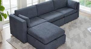 lot 5478 image: Modular Sectional Sofa with Chaise and Ottoman 43.7 x 16.2 x 16.2 inches