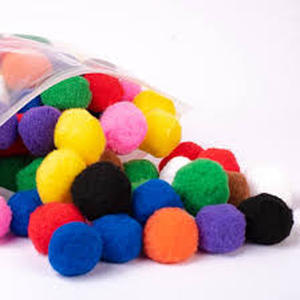 lot 6145 image: Pom Poms 4cm Multicolor Pack of 100 Craft Supplies