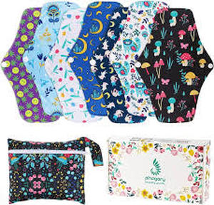 lot 6150 image: Reusable Cloth Menstrual Pads Set of 5