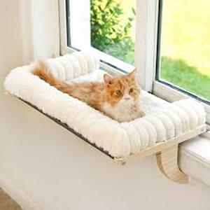 lot 6235 image: VALIGOGO Cat Window Sill Perch with Cushioned Bed