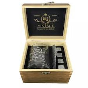 lot 11740 image: 2026 Commemorative Whiskey Glass and Slate Coaster Set