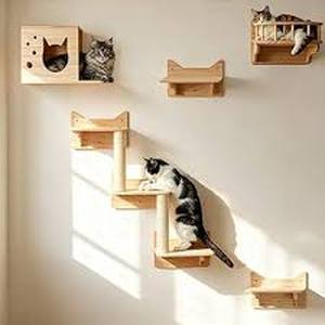 lot 11807 image: MIUZMORE Wall-Mounted Cat Climbing Frame