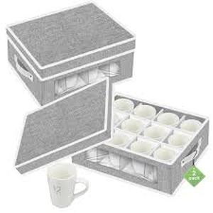 lot 11814 image: HURZMOR Cup And Mug Storage Box With Dividers (2, Coffe Cup Storage Box)