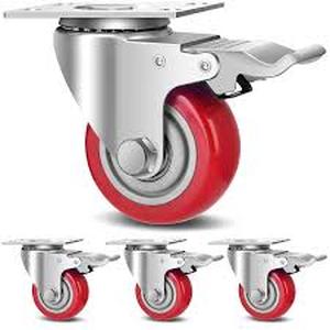 lot 11817 image: TABKEER 3 Inch Red Swivel Caster Wheels Set