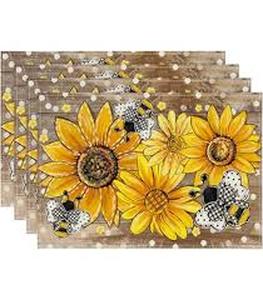 lot 12014 image: Artoid Sunflower and Bee Placemats Set Of 4 12x18in