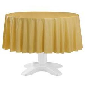lot 12041 image: Round Plastic Tablecloth 84 Inch Reusable Set Of 9