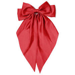 lot 12058 image: Red Silk Bow With Hair Clip