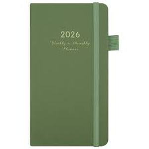lot 12170 image: 2026 Green Hardcover Daily Planner with Elastic Band