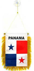 lot 12431 image: Panama Mini Flag Banner with Gold Fringe