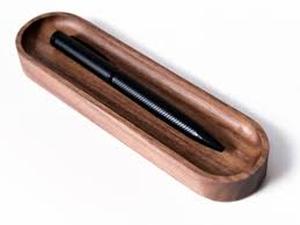 lot 12451 image: Chunful Set Of 2 Black Walnut Pen Tray Wood Pen Holder For Desk
