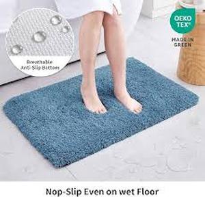 lot 14374 image: Blue Microfiber Shag Bath Mat 36 x 24