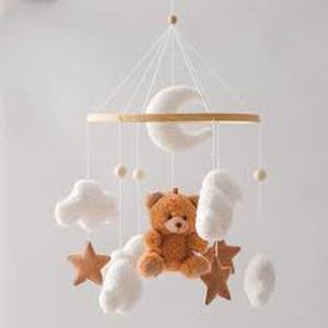 lot 14399 image: EERKEOD Baby Crib Mobile Bear Nursery Mobile for Boys Girls Teddy Velvet Mobile Nursery Decor for Infant Bedroom Hanging Baby Mobile for Bassinet Newborn Baby Gift��Brown Bear��
