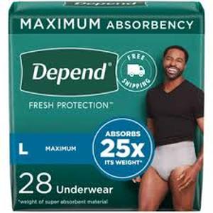 lot 19587 image: Depend Fresh Protection Maximum Absorbency Underwear Large 36 Count