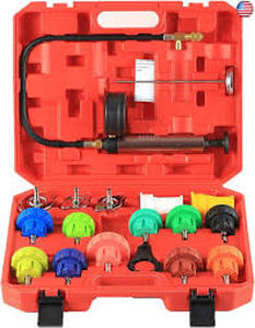 lot 19689 image: 18PCS Radiator Leak Test Tool Set with Pressure Pump