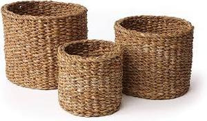 lot 19691 image: Woven Seagrass Nesting Baskets Set