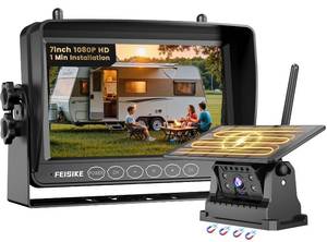 lot 1829 image: Magnetic Solar Wireless Backup Camera for RV Truck Trailer �� 7 1080P Monitor, 1-Min Install, No Delay, 150° Rearview Camera, IR Night Vision, Auto-Sleep, Rechargeable Battery Reverse Camera