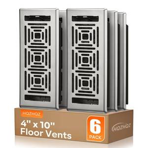 lot 1830 image: Floor Register 4x10, Heavy Duty Walkable Steel Floor Vent Covers, Easy Adjust Air Flow Direction Floor Registers, Silver Floor Vents, Boston Design Air Vents for Home, 6 Pack