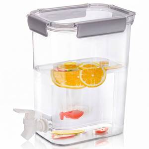 lot 1847 image: Elsjoy 1.2 Gallon Plastic Drink Dispenser with Spigot, Cold Beverage Dispenser Fridge Drink Container for Iced Tea, Lemonade, Coffee