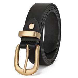 lot 2365 image: JASGOOD Womens Leather Belt for Jeans Pants, Fashion Ladies Belt for Dresses with Gold Buckle