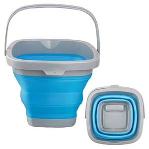 lot 2390 image: Collapsible Mop Bucket and Ice Bucket-5L(1.3 Gallon) Household Cleaning Silicone Dust Mops Bucket, Portable Bathroom Cleaning Supplies Square Bucket for Cleaning