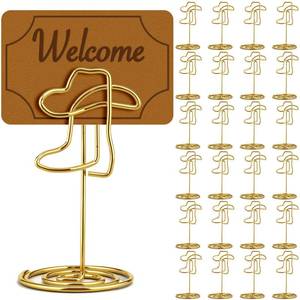lot 2395 image: AceOrbit 24 Pcs Western Party Decors Cowboy Boots Cards Holder Table Numbers Holders Metal Festival Decoration Supplies Photo Card Stands for Cowboy Parties, Competitions & Events