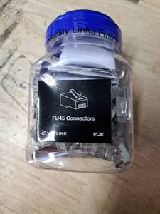 lot 3444 image: VCE Cat6 Shielded RJ45 Pass Through Connectors 100-Pack, RJ45 8P8C Cat 6aCat 6Cat 5e Connector End 3 Prong Ethernet Modular Plug Gold Plated for Solid or Stranded STPFTP Network Cable