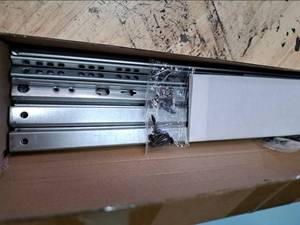 lot 3445 image: Thin Drawer Slides 14 Inch, 2-Way Slide Track Rail - Low Profile Metal Ball Bearing Drawer Slides, for Kitchen Cabinet, Dresser & DIY Furniture - 0.7 inch Wide (8 PCS)