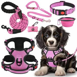 lot 3473 image: LOBEVE No Pull Dog Harness, Collar & Leash Set  Includes Dog Seat Belt, Collapsible Bowls & Poop Bag Dispenser. Ideal for Training, Walking, Hiking. Fits Small to Large Dogs(Pink-M)