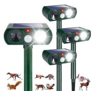 lot 3479 image: Solar Animal Repellent,4 Pack Ultrasonic Animal Repeller Outdoor with Motion Sensor & Flashing Light,Animal Deterrent Devices Cat,Squirrel,Deer,Dog,Raccoon,Skunk,Rabbit Repellent for Yard Garden Lawn