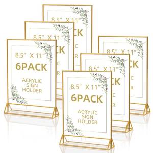 lot 3484 image: PPH-Sisy Acrylic Sign Holder 8.5X11 Clear Sign Holder,Double Sided Flyer Holder, Table Menu Holder Display Stand for Wedding Table Number (6pcs)