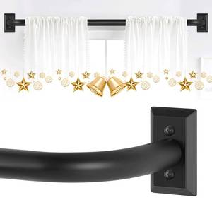 lot 3489 image: TVWOO Black Wrap Around Curtain Rods 28 to 48 InchBlackout Adjustable Window Curtain Rod,Room Darkening Heavy Duty Curved French Metal Single Drapery Rods for Bedroom Kitchen Easy Install,Matte Black