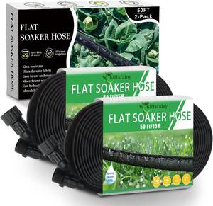 lot 3490 image: Flat Soaker Hose 100FT, Garden Hose with Heavy Duty Double Layer Design, Drip Irrigation Hose Saves 80% Water, Leak Proof Sprinkler Hose for Garden, Lawn, Vegetable plot