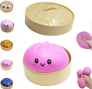 lot 4105 image: Dumpling Squishies,Glitter Dumpling, Glitter Squishy with Box,Easter Basket Stuffers (Pink)