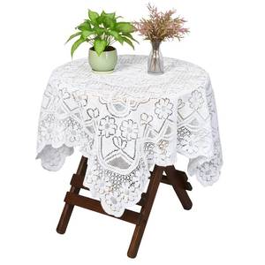 lot 4113 image: Wanmu 35 Square Lace Tablecloth, Vintage Small White Lace-Tablecloth for Round Coffee Table Lace Fabric Embroidered Tablecloths for Wedding Rectangle Tables Topper Furniture (35X35)