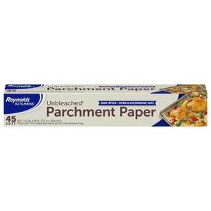 lot 4115 image: Reynolds Kitchens Unbleached Parchment Paper Roll, Non Stick Parchment Paper for Cooking and Baking, Oven Safe up to 425 Degrees, Chlorine-Free, 45 Feet x 12 Inches, 45 Total Sq. Ft.