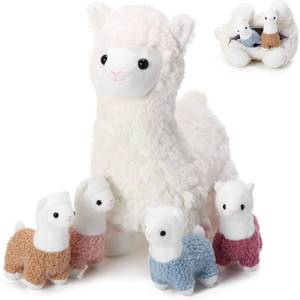 lot 4119 image: Lenwen 5 Pcs Llama Stuffed Animal Llama with Babies 14 Inch Mommy Alpaca with 4 Cute Plush Babies in Her Belly Soft Cuddly Plushie for Toddler Boy Girl Birthday Baby Shower Party Favors