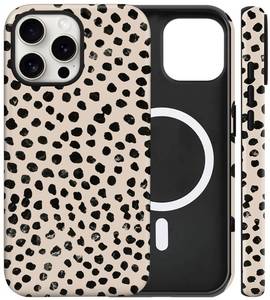 lot 4121 image: flewfun Magnetic for iPhone 13 Pro Max Case Cute Cheetah Print Phone Case, Leopard Print Shockproof Slim TPU and Hard PC Protective Cover Fit for MagSafe Designed for Women Girls, Apricot
