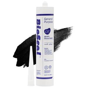 lot 4129 image: Black BioSeal 100% Silicone Sealant Caulk General Purpose, Waterproof and No Odor 10.1 Ounce Cartridge -Black (1)
