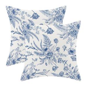 lot 4144 image: CXMEIFLY Spring Floral Leaves Pillow Covers 22 x 22 Inch Set of 2 for Chinoiserie Flowers Decor Throw Pillows Blue and White Seasonal Plant Outdoor Decorative Cushion Cases for Couch Bed Decorations
