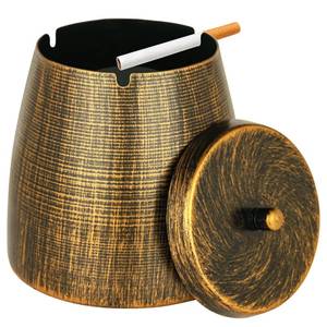 lot 4147 image: OILP Outdoor Ashtray with Lid,Smokeless Ashtray for Cigarettes Cigars Outdoors Indoors,Rainproof Odorless Retro Metal Ash tray for Patio Home Indoors Outside Table Decor (Copper,X-Large)