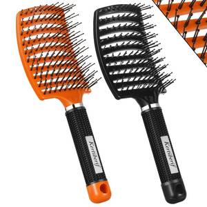 lot 6395 image: Kertiberif Curved Vented Hair Brush 2 Pack, Detangling Brush for Wet and Dry Hair, Paddle Hairbrush for Women Men Kids Curly Thick Fine Long Short Hair